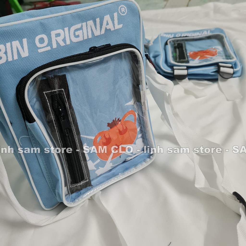 Túi xách đeo chéo nữ kiểu dáng mini bag thời trang canvas khóa kéo hai ngăn mặt gương trong suốt BIN ORIGINAL ĐẦU MÈO | BigBuy360 - bigbuy360.vn