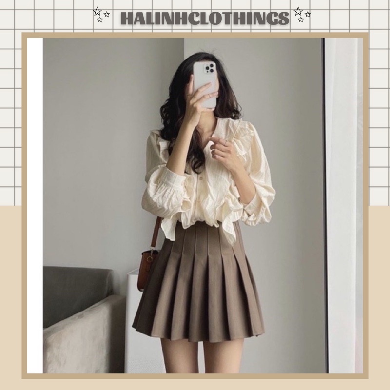 [Mã 11FASHIONSALE1 giảm 10K đơn 50K] Chân váy tennis xếp ly màu nâu M859