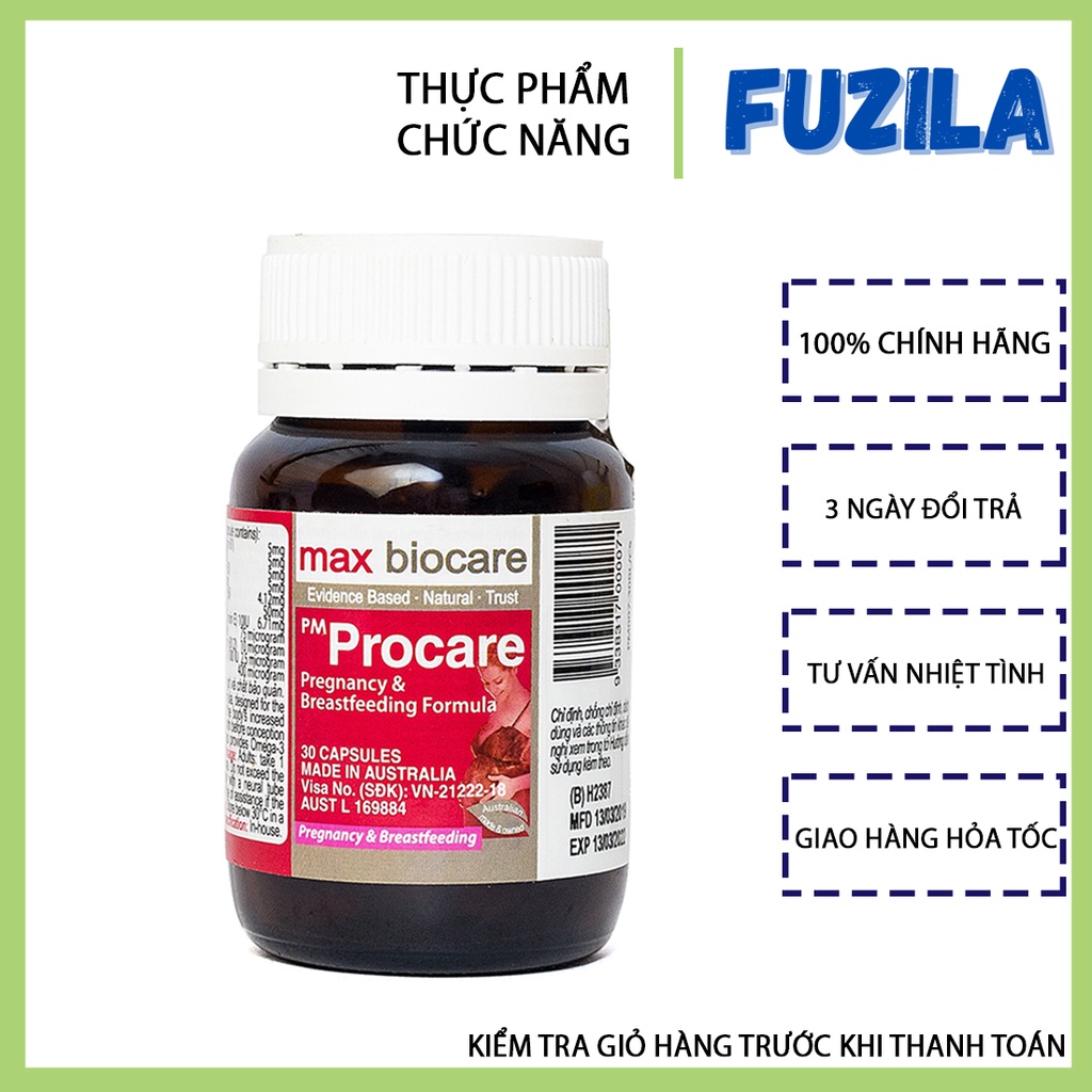 Viên uống Procare 30 viên tăng sức đề kháng canxi cho bà bầu tăng dha cho bé vitamin d sắt cung cấp canxi sau sinh