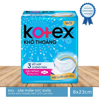 Băng Vệ Sinh Kotex Khô Thoáng Ngày Lưới Siêu Thấm - Siêu Mỏng Cánh 8 Miếng 23cm