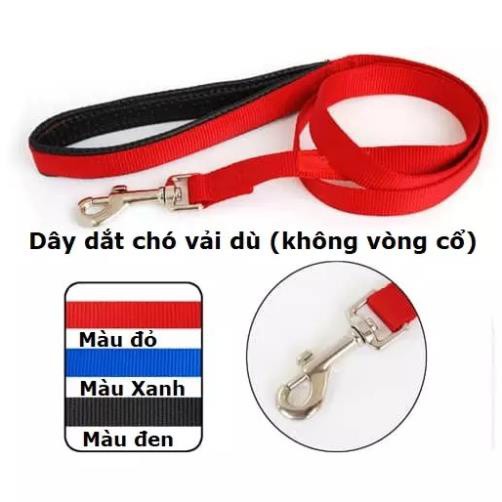 CTVD - Dây dắt chó mèo vải dù (3 màu) dây xích không kèm vòng cổ - bản 1,5cm dài 1,2m phù hợp chó mèo dưới 12kg