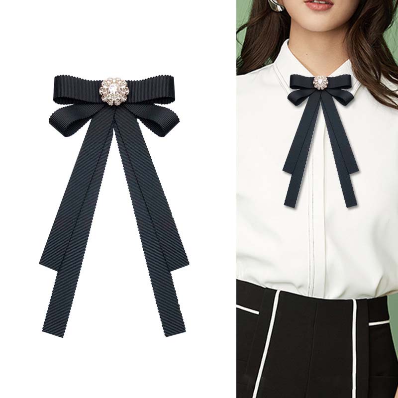 Ghim Cài Áo Hình Nơ Đính Đá Pha Lê Xinh Xắn