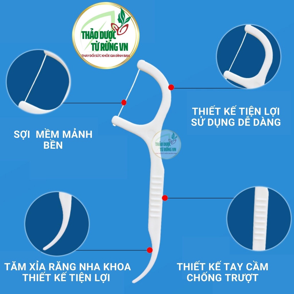 Tăm Chỉ Nha Khoa Nội Địa Trung - Tăm Nhựa Nha Khoa Cao Cấp Sạch Răng Sợ Chỉ Bền Hộp 50 Cái Thảo Dược Từ Rừng VN