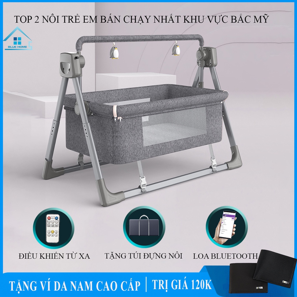 Nôi điện cho bé, nôi điện cao cấp tự động đưa có thể gấp gọn và phát nhạc bảo hành 2 năm