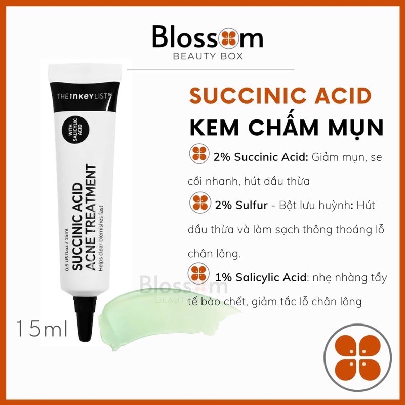 Kem chấm mụn SUCCINIC ACID Acne Treatment the inkey list 15mL