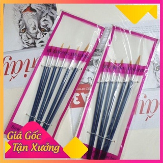 Bút lông/ chổi vẽ/ cọ vẽ tỉa nét nhỏ lông vàng - mộc xinh