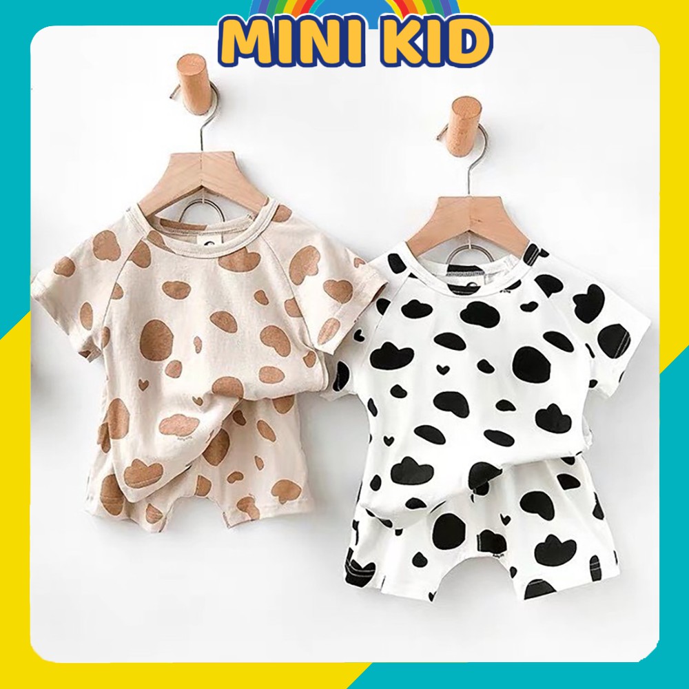 Bộ Bò Sữa Cộc Tay Cho Bé Hot Trend 2021 Co Giãn Cho Bé Trai Và Bé Gái MINI KIDS size 8-20kg