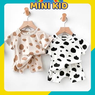 Bộ Cộc Tay Họa Tiết Bò Sữa Cho Bé Trai Và Bé Gái MINI KIDS size 6-20kg