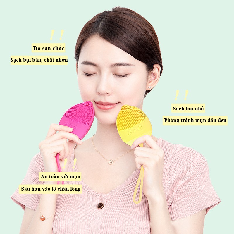 Máy rửa mặt massage đầu nhọn mini, Bông rửa mặt thiết kế mới, Sóng siêu âm tiện lợi