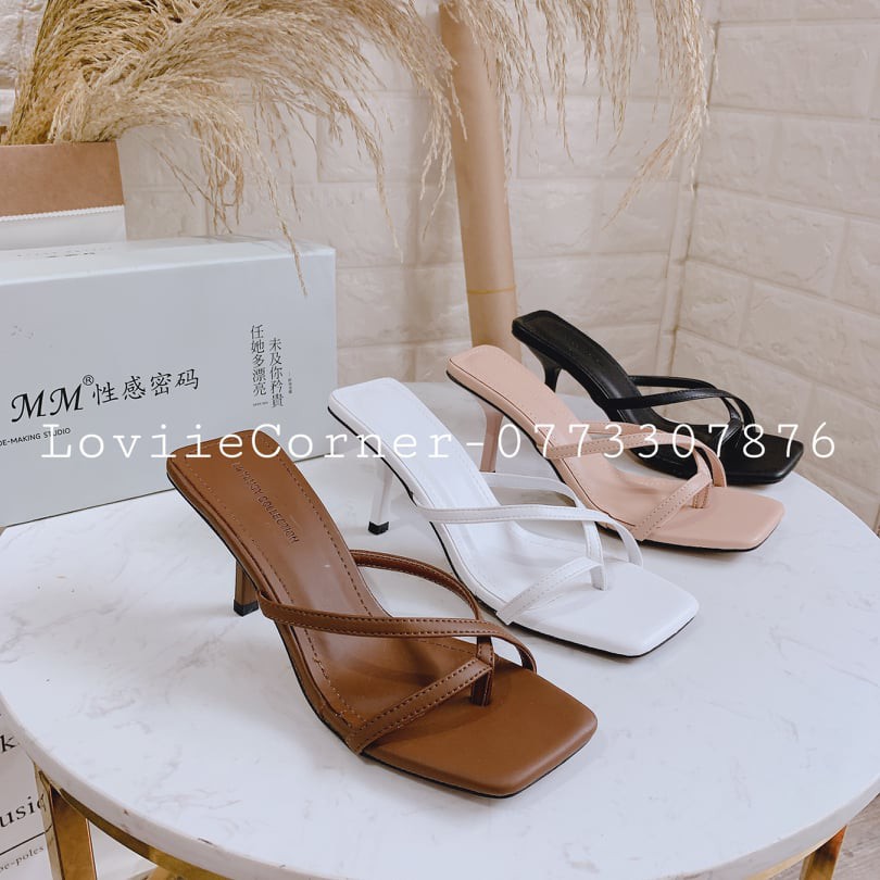 [Mã SKAMFSW175 giảm 10K đơn 50K] GUỐC NỮ LOVIIECORNER - DÉP GUỐC CAO GÓT NHỌN XỎ NGÓN DÂY MẢNH 7 PHÂN D200780