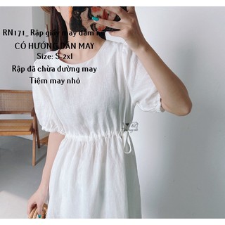 RN171_Rập giấy may đầm xuông rút eo nữ