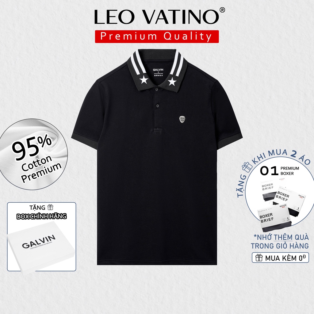 Áo polo nam Galvin Premium cotton cao cấp 95% cổ thêu Ngôi sao gắn tag Hợp kim Aluminum PLGVPR03 - Leo Vatino