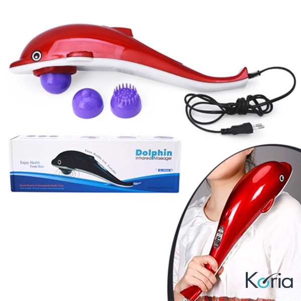 Máy đấm lưng Masage cầm tay cá heo Dolphil chính hãng JB-4002A có 3 đầu massage thoải mái lựa chọn - thanhyenshop991