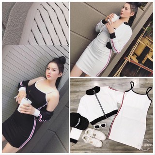 Set đầm body kèm áo khoác ngoài dây kéo