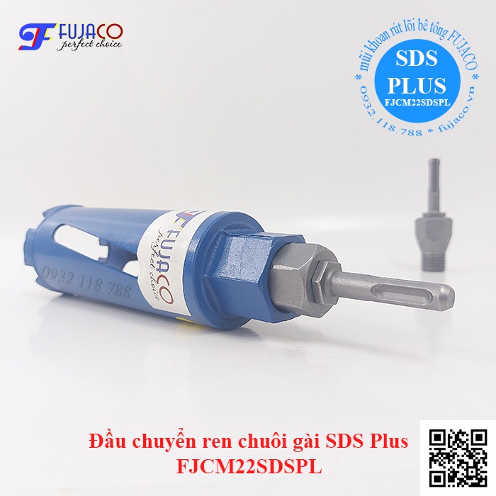 Đầu chuyển mũi khoan rút lõi chuôi gài SDS biến máy khoan bê tông cầm tay thành máy khoan rút lõi khoét lỗ FJCM22SDSPL