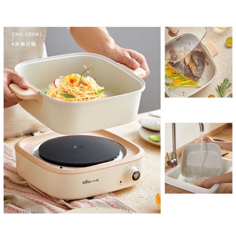Nồi lẩu điện đa năng Bear DHG-C40M1 dung tích 4L bảo hành 12 tháng