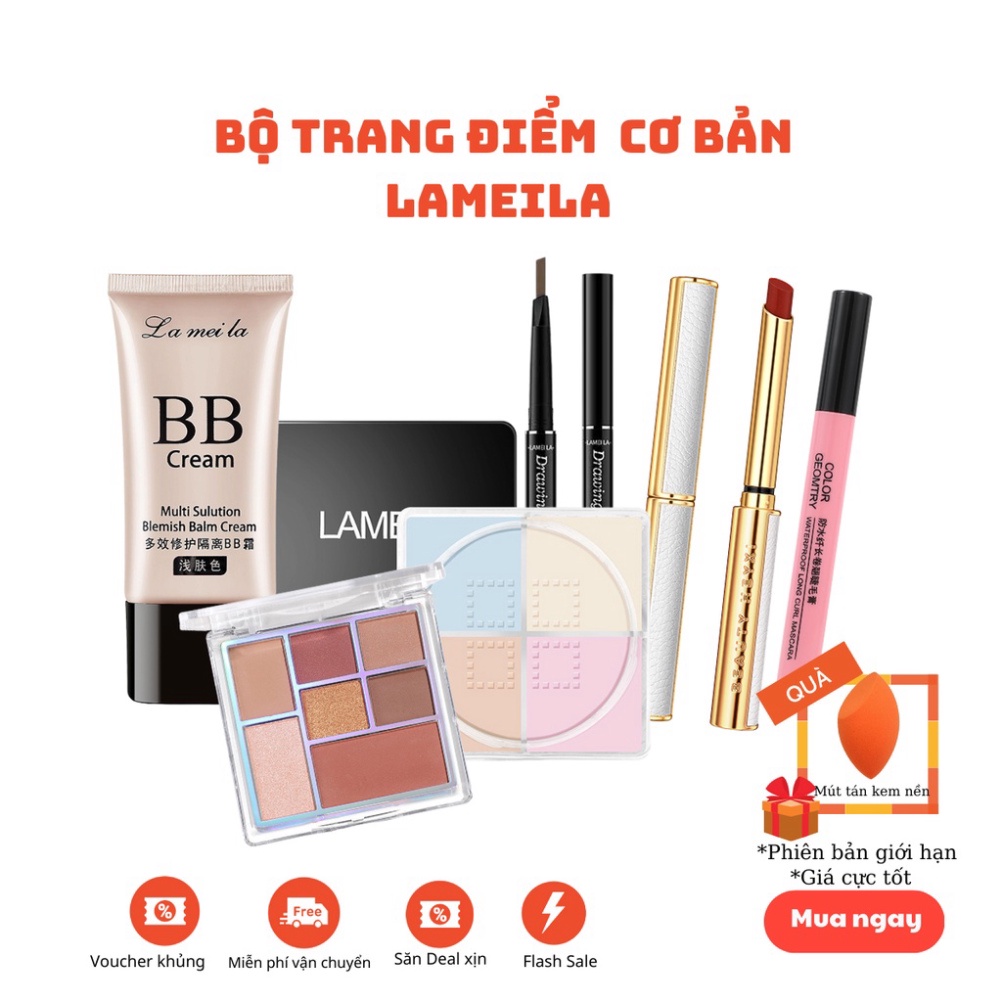 [Hồ Chí MInh] Bộ trang điểm Lameila 6 món tiện lợi set makeup chuyên nghiệp tặng kèm mút Eligal16 | BigBuy360 - bigbuy360.vn