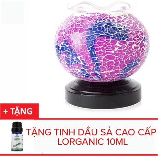 Đèn xông tinh dầu pha lê Lorganic màu hồng tím