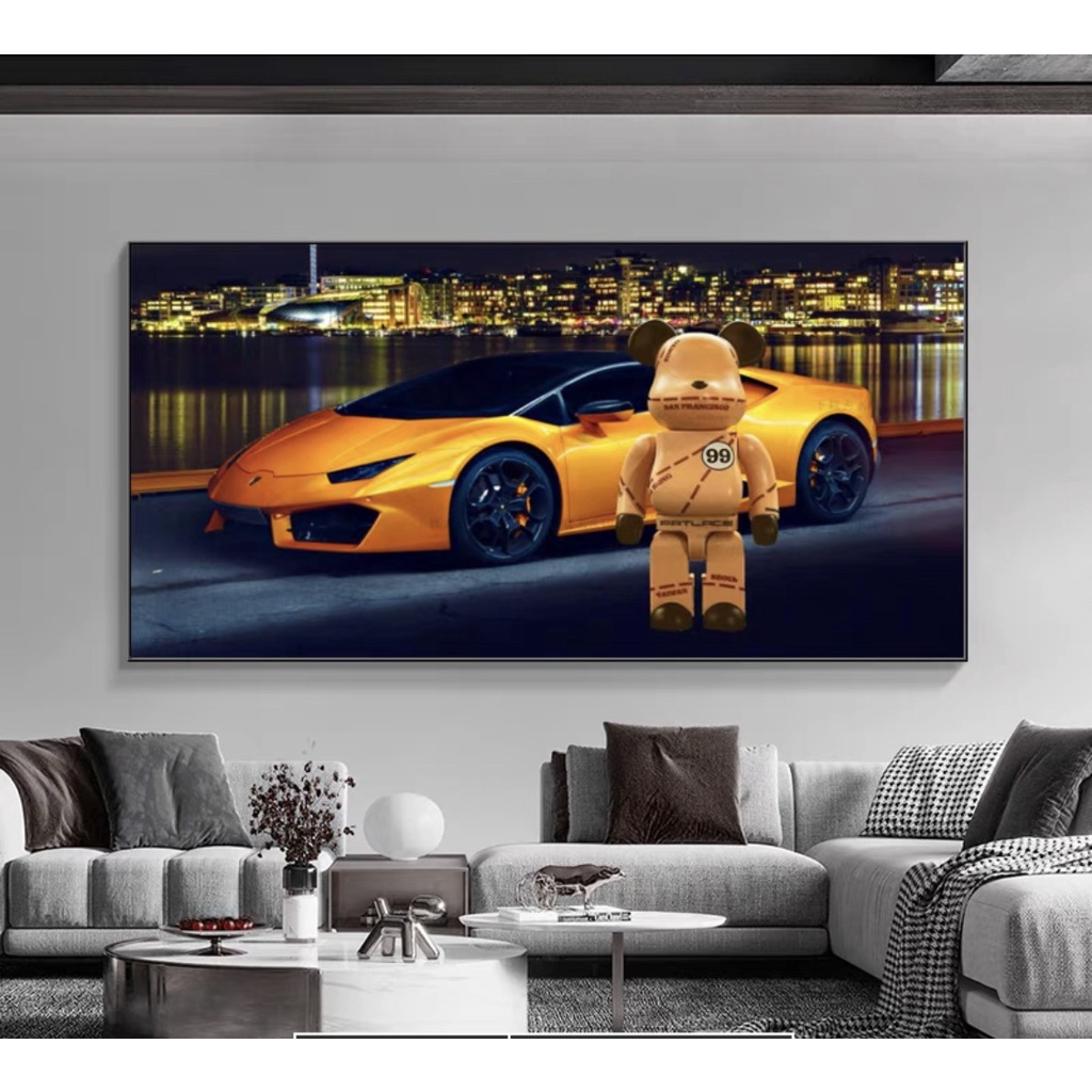 Tranh Treo Tường Chú Gấu bearbrick/ Kaws / Siêu Xe/ Treo Tường Phòng Khách/ Phòng Game/ Quà Tặng Khách Hàng