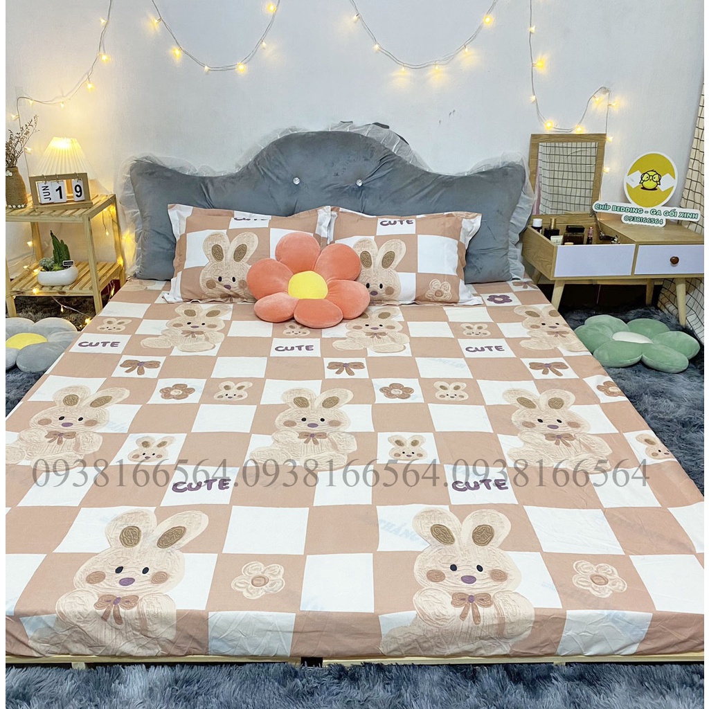 TRỌN BỘ COTTON POLY 5 MÓN CHĂN PHAO DÀY DẶN HÀNG VN THỎ CUTE - ĐỦ KÍCH THƯỚC