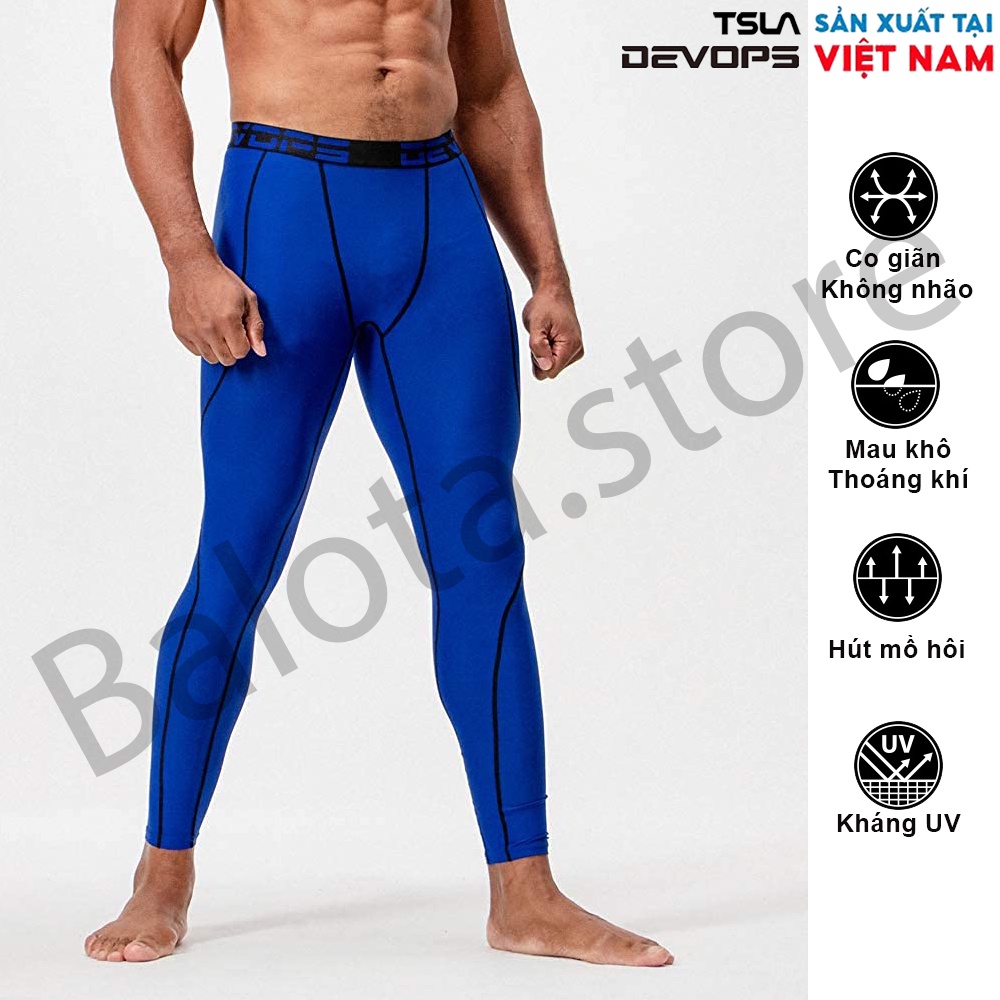 Quần legging nam DEVOPS form ôm người, chất vải co giãn 4 chiều phù hợp với anh em chơi thể thao, gym, chạy bộ, đá banh | BigBuy360 - bigbuy360.vn
