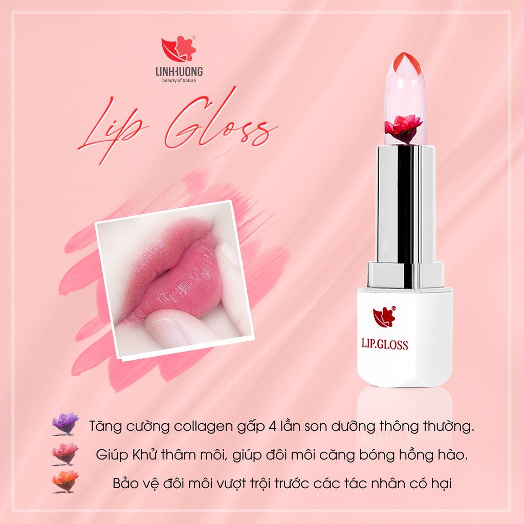 Son thạch Lip Gloss Linh Hương, Son dưỡng môi ướp cánh hoa ngăn ngừa môi khô, nức nẻ | BigBuy360 - bigbuy360.vn