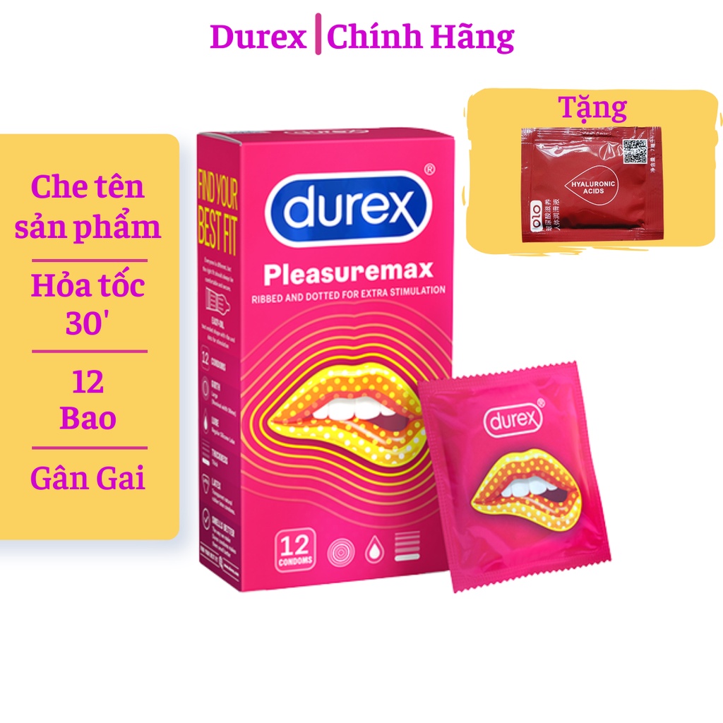 Bao cao su gân gai Durex Pleasuremax 12 bao | Bao cao su Durex gai đều, tăng cường hưng phấn