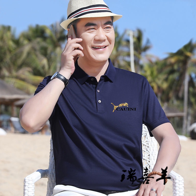 Áo Thun polo Cotton Tay Ngắn Dáng Rộng Thời Trang Mùa Hè Cho Đàn Ông Trung Niên