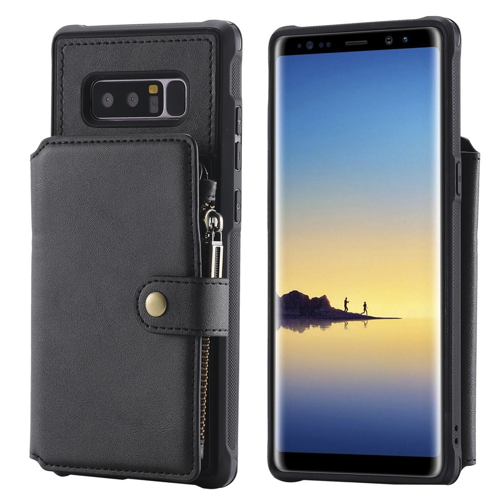 Ốp lưng ví da có khóa kép zipper an toàn chống sốc dành cho Samsung Galaxy Note 8 Note 9 | BigBuy360 - bigbuy360.vn
