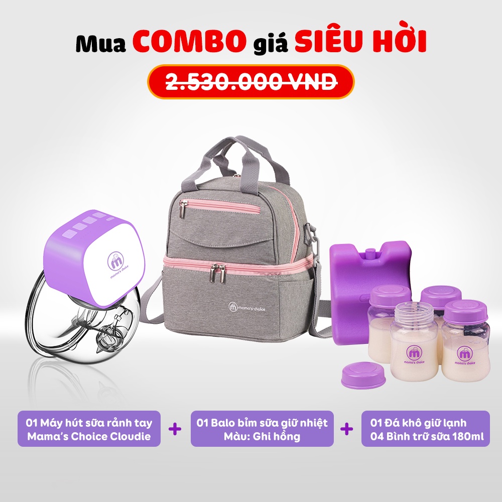 Hút Sữa Di Chuyển Mama’s Choice, Combo Thiết Kế Nhỏ Gọn, Hút Sữa Mọi Lúc Mọi Nơi, Bảo Quản Sữa Mẹ Lên Đến 14 Tiếng