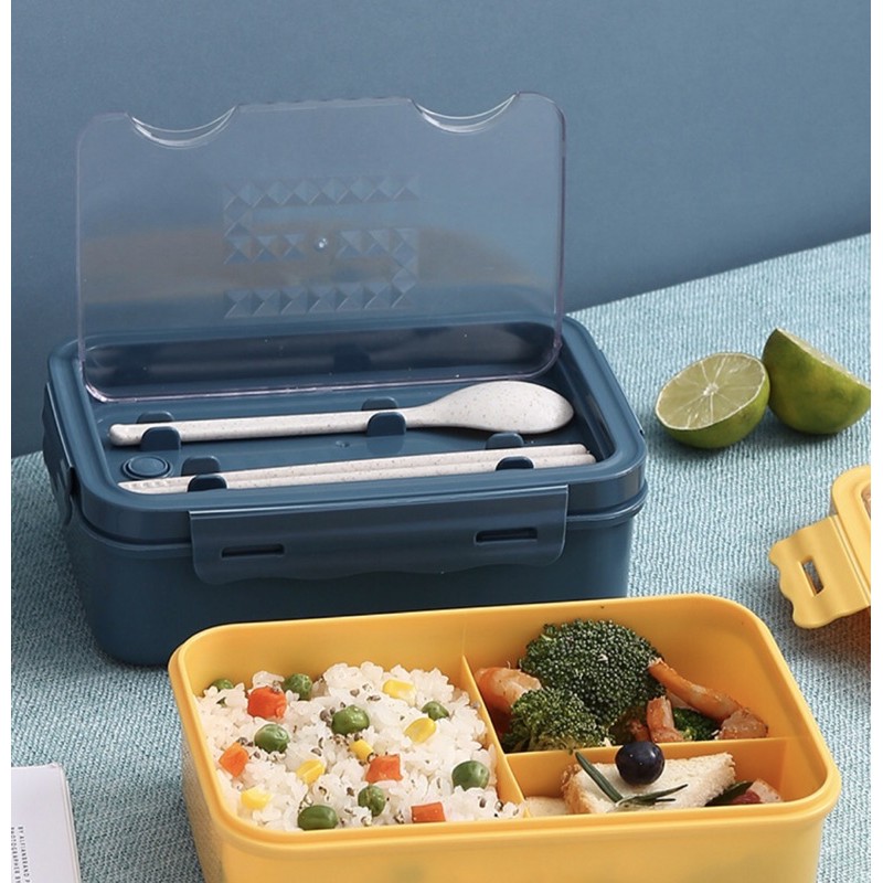 HỘP CƠM 3 NGĂN KÈM MUỖNG ĐŨA LÚA MÌ - HÀNG LOẠI 1 | BigBuy360 - bigbuy360.vn