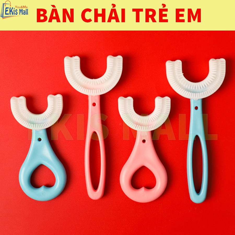 Bàn chải đánh răng trẻ em chữ U silicon siêu mềm bảo vệ nướu cho bé