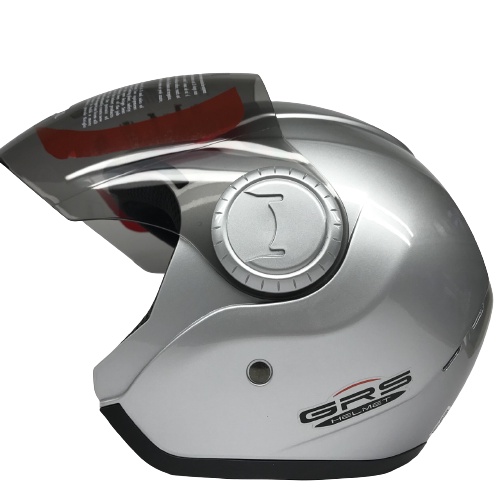 Mũ bảo hiểm trùm 3/4 đầu kính chống lóa cao cấp - GRS A649K bạc bóng - Vòng đầu 57-59cm - CHÍNH HÃNG - BH 12 tháng