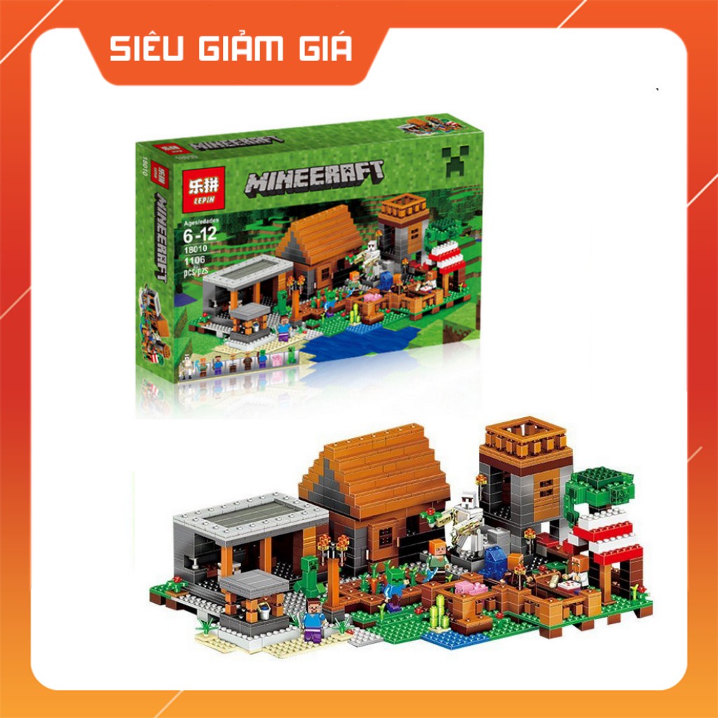 Lắp Ráp Sáng Tạo MineCraft My World Trang Trại Nhỏ Trong Làng 1106 Khối LEPIN18010 1106