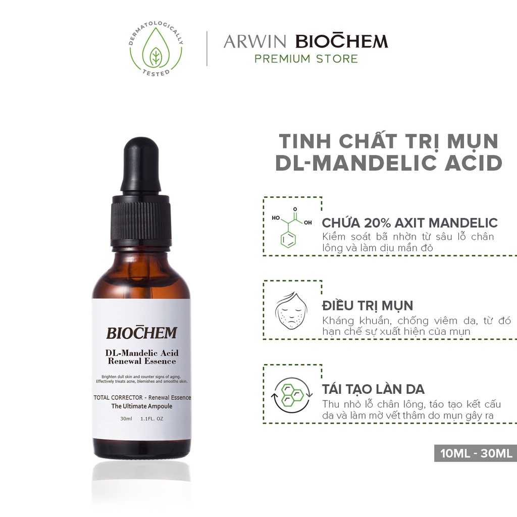 Tinh chất ngăn ngừa mụn DL-Mandelic Acid Biochem cao cấp 10ml/30ml