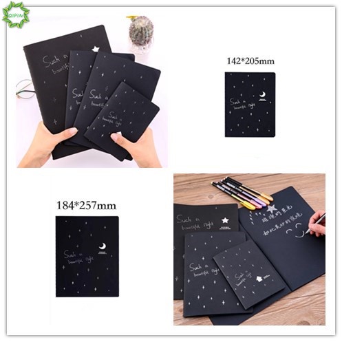 Sổ tay giấy đen trơn vẽ graffiti vui nhộn DIY