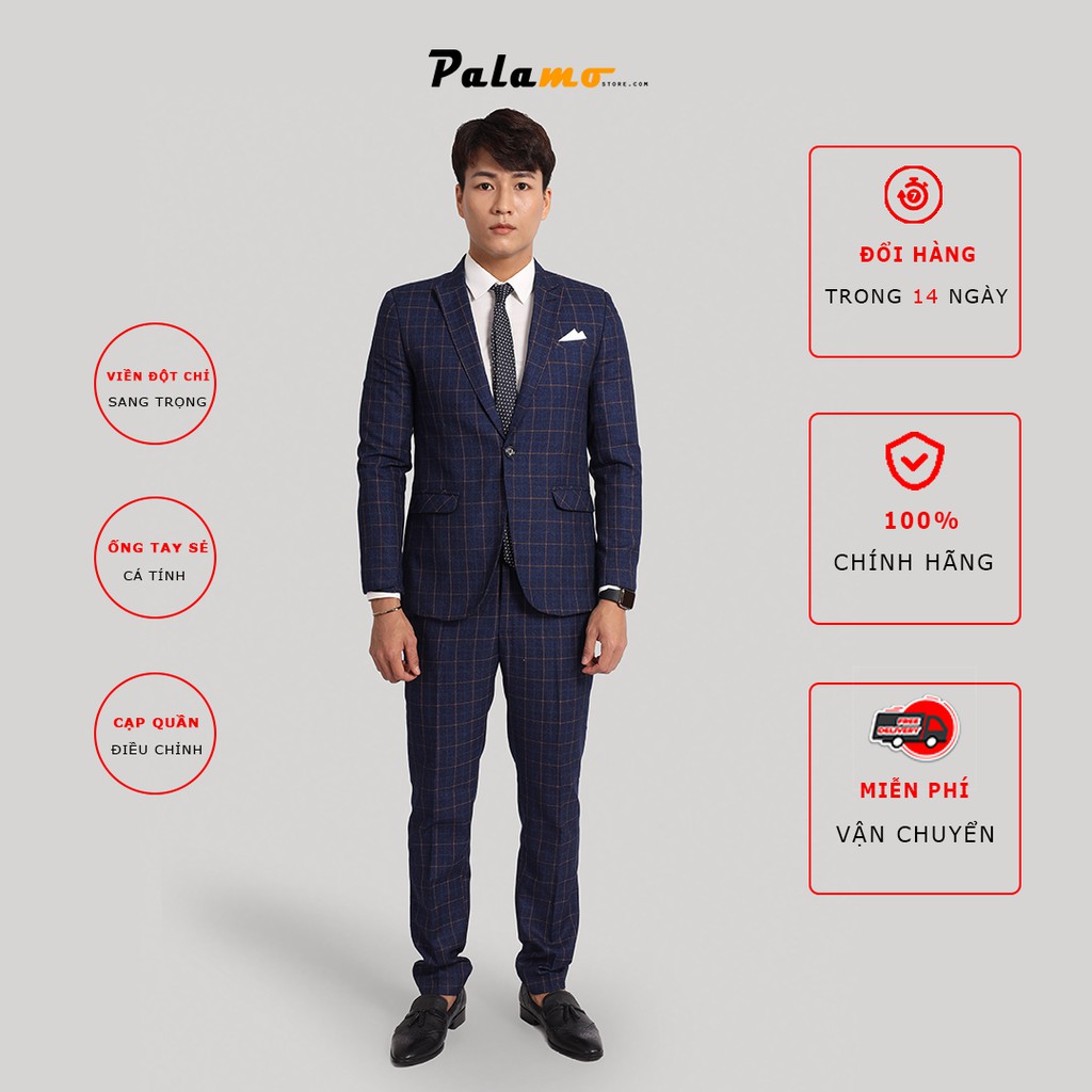 Vest cưới cao cấp PALAMO PLV1006, full size 45 - 95kg, form REGULAR FIT dễ mặc, 2 lớp, viền đột, xẻ ống tay, BH 6 tháng