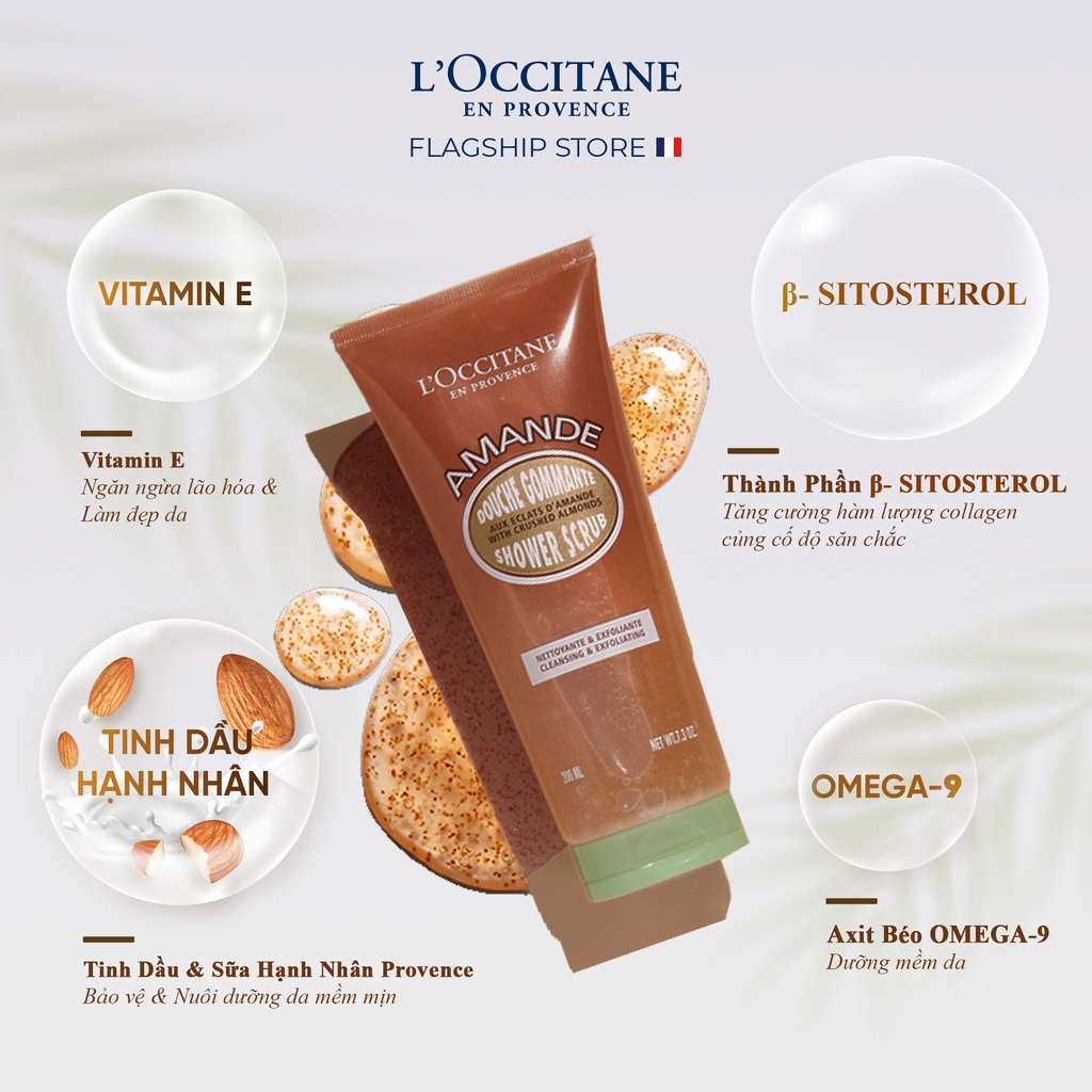 Gel Tắm Hạnh Nhân Tẩy Tế Bào Chết L'Occitane Almond Shower Scrub 200ml