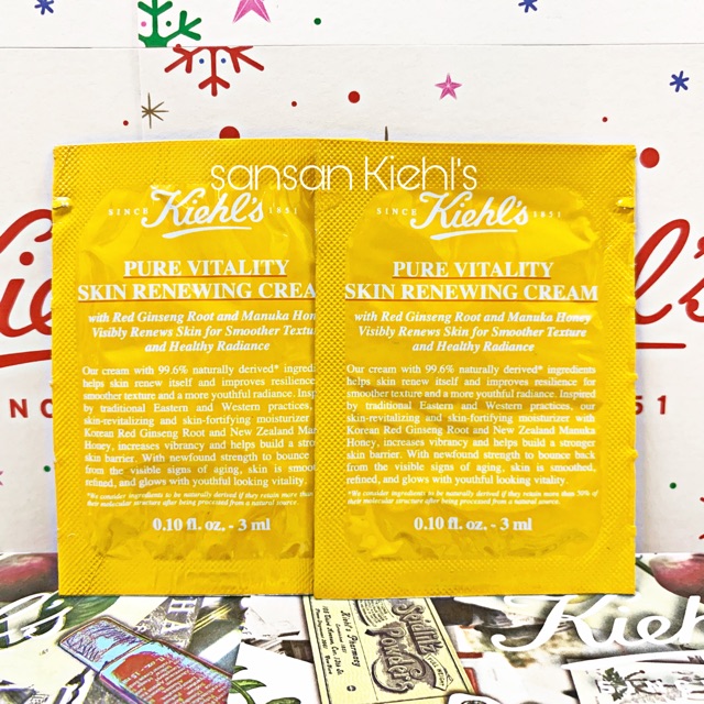 Kem dưỡng ẩm mật ong nhân sâm Kiehls Pure Vitality Skin Renewing Cream sample