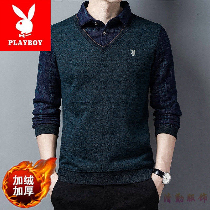 Kemeja Áo Len Dài Tay Giả Hai Lớp Dày Dặn Thời Trang Mùa Đông Cho Nam | BigBuy360 - bigbuy360.vn