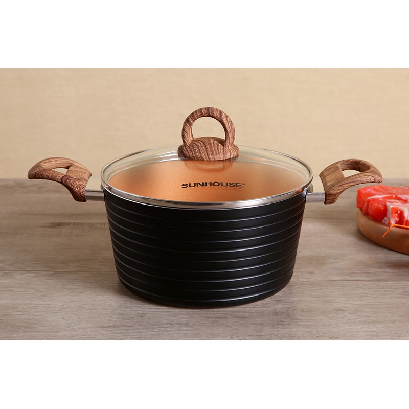 Bộ Nồi Ceramic đáy từ SUNHOUSE 2003MCA nhiều size + Mua 3 bộ nồi Tặng kèm đồng hồ treo tường
