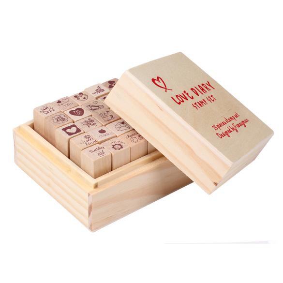 Set 25 Con Dấu Bằng Gỗ Diy Xinh Xắn Tiện Dụng