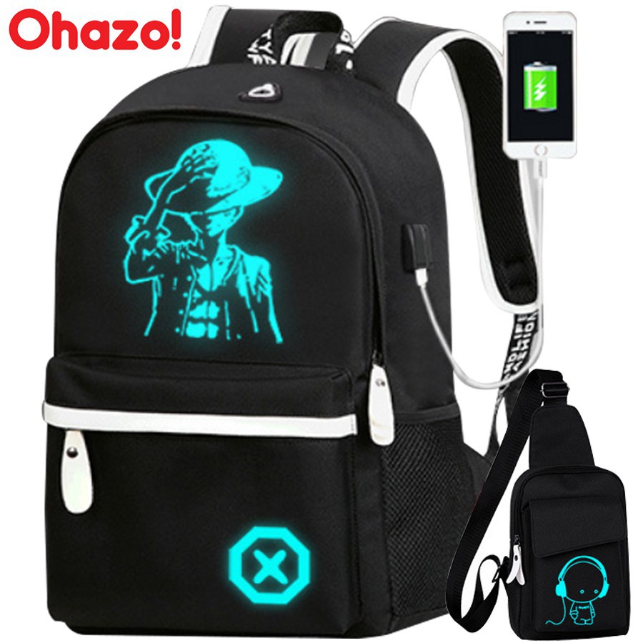 Combo Balo Đi Học Phát Sáng Ohazo! Style Nhật Bản + Túi Đeo Chéo Sành Điệu - Hàng nhập khẩu