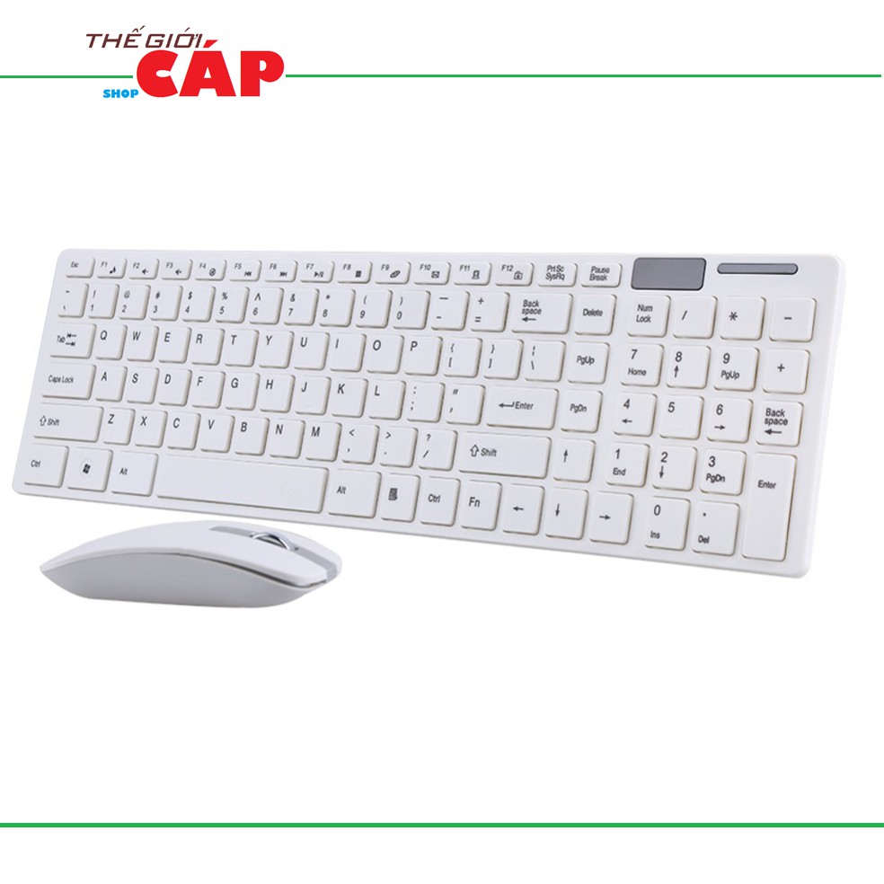 Bộ bàn phím chuột không giây YDL-G-06 Mini Ultra-Thin USB 2.4G Wireless Keyboard +1600DPI (Trắng)