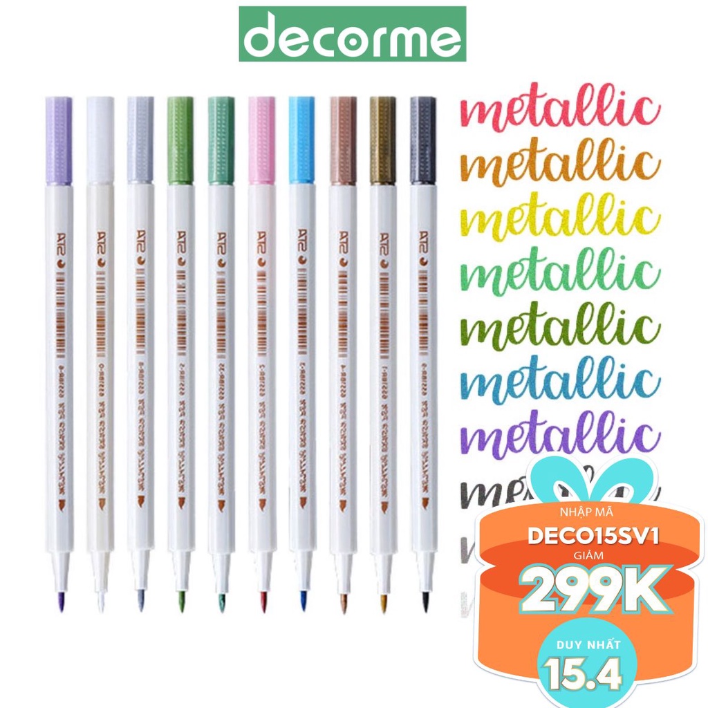 Bút metalic DecorMe soft brush sign pen ánh kim viết tiêu đề trang trí sổ tay SJ