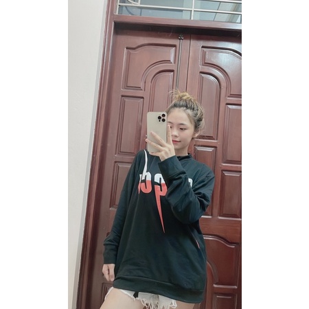 Áo nỉ dài tay gu chì xanh đỏ xanh thật