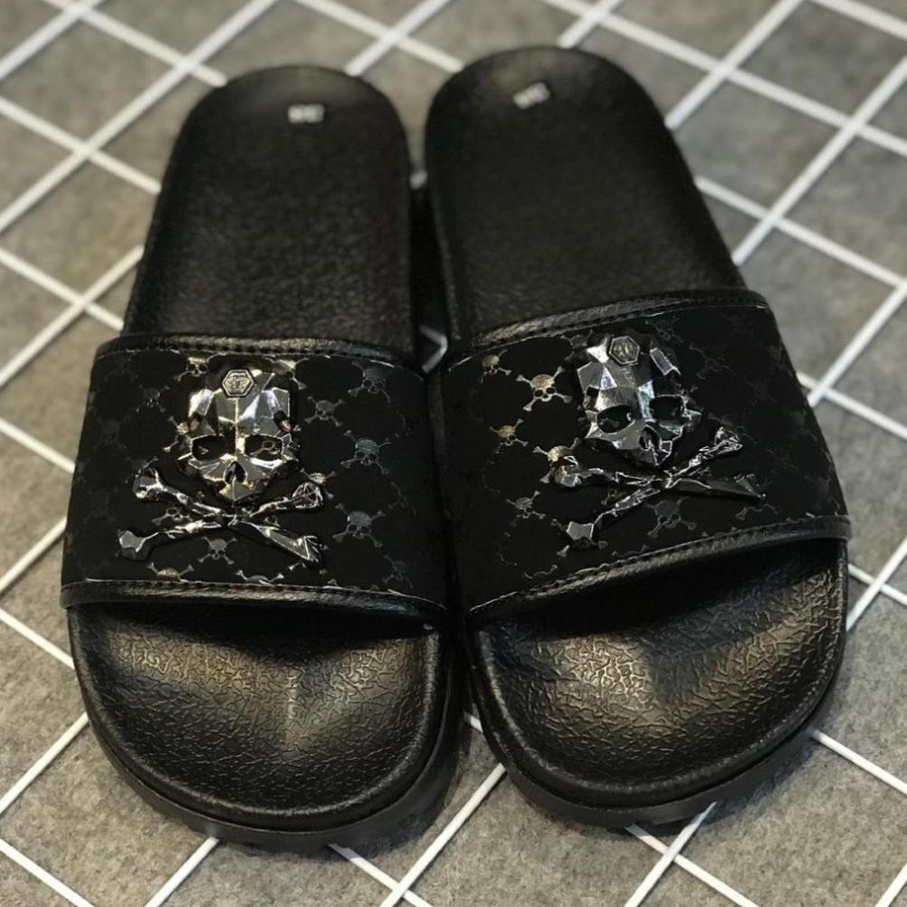 Dép nam Đế cao quai logo Đầu lâu siêu chất - Dép quai ngang đế cao 3,5cm