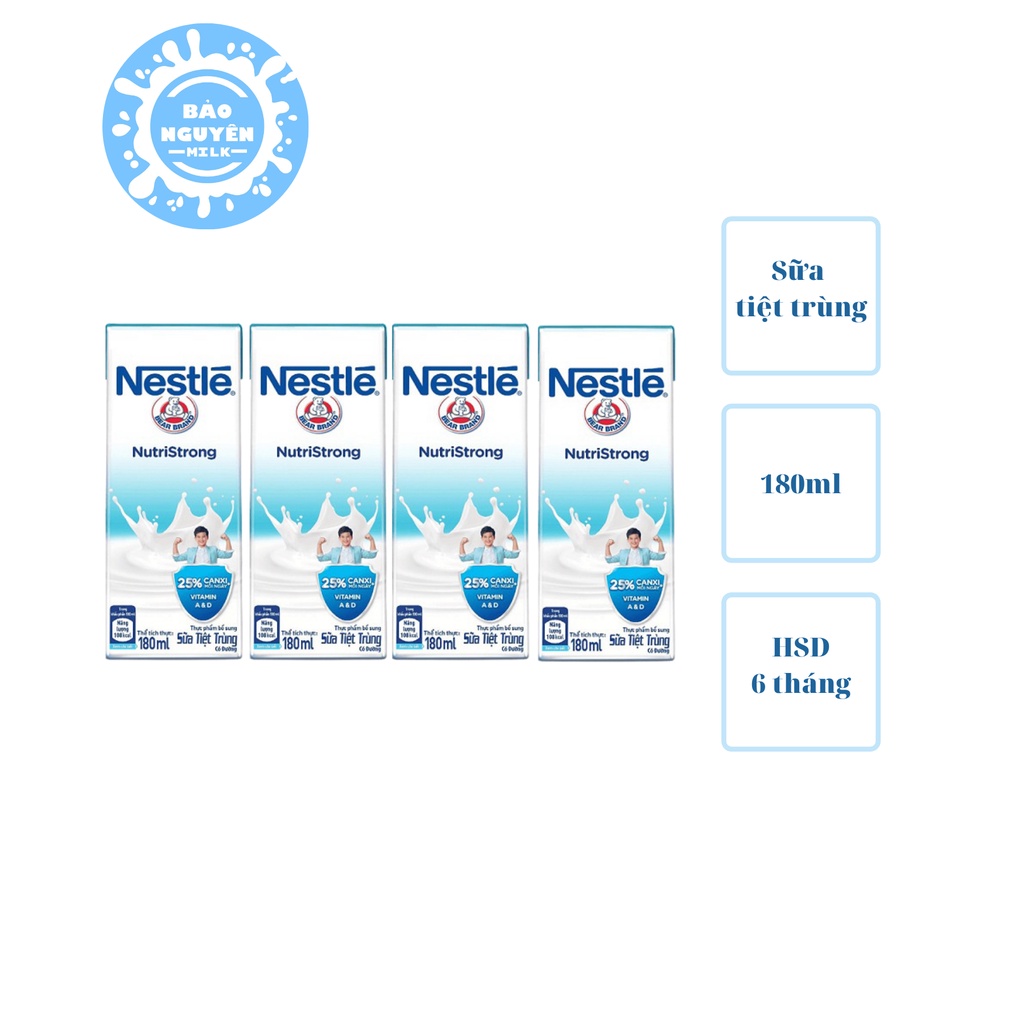 Lốc 4 hộp sữa tiệt trùng Nestle NutriStrong có đường 180ml