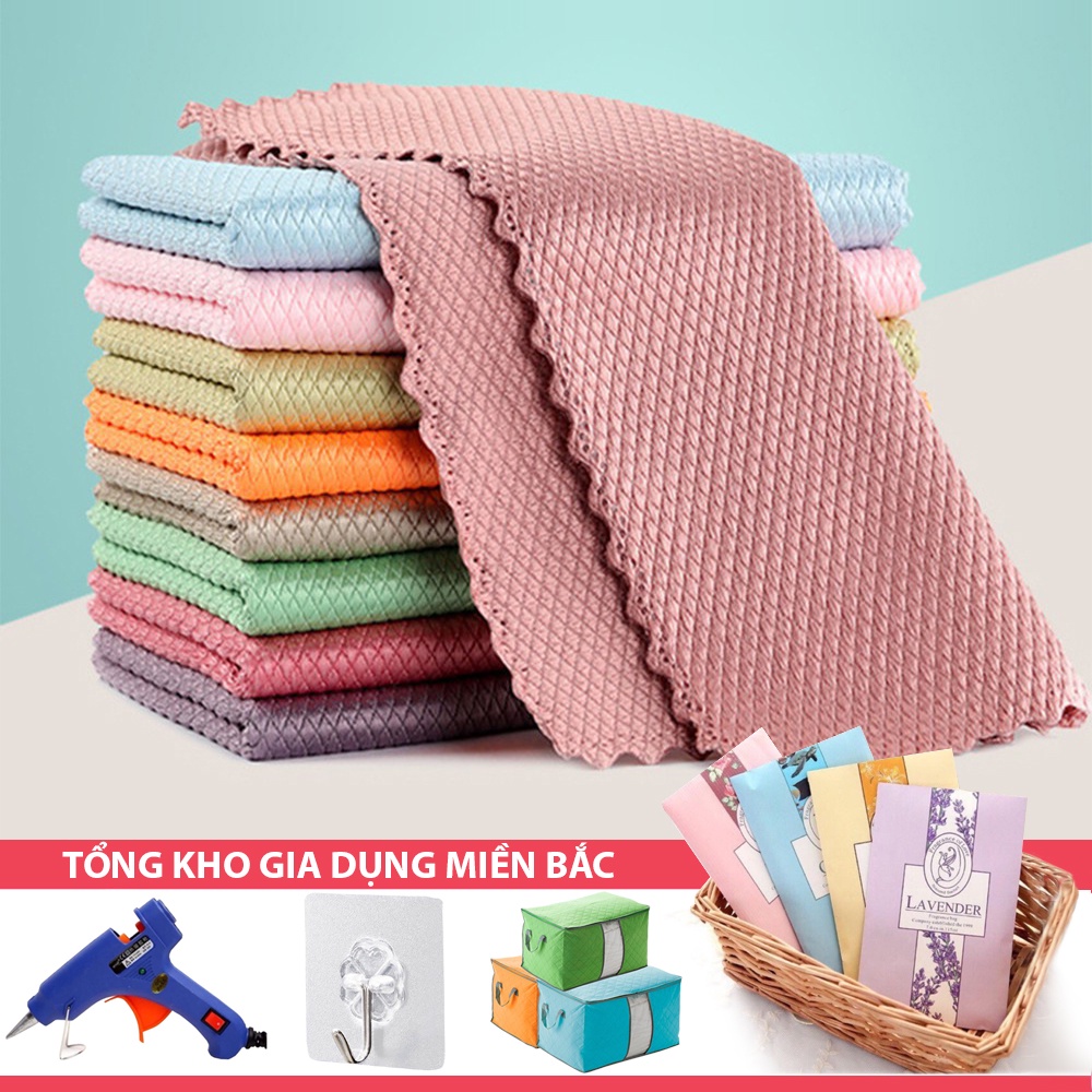 [Tổng Kho Sỉ] Khăn Lau Bát T6 - Lau Kính - Lau Đa Năng - Công Nghệ Mới Không Xù Lông 25x25cm