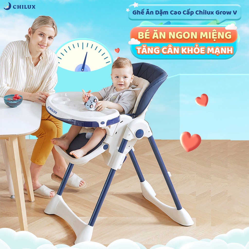 Ghế ăn dặm cho bé cao cấp Chilux Grow V - Nhiều cấp độ điều chỉnh cao thấp  - Bảo hành 2 năm